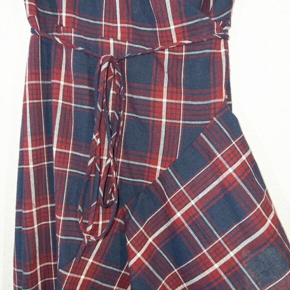 The Impeccable Pig Navy Plaid Wrap Dress Size Small - Picture 4 of 9